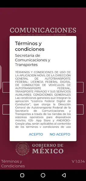 Screenshot of Licencia Federal Digital App