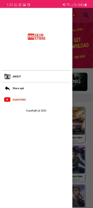Screenshot of MD Skin Store App