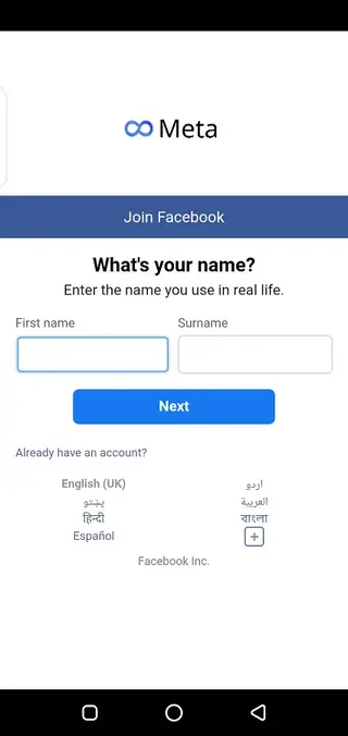 Screenshot of Meta Android