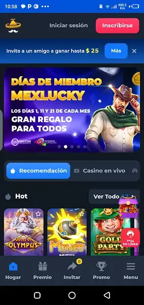 Screenshot of MexLucky Android