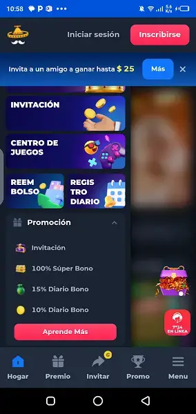 Screenshot of MexLucky App