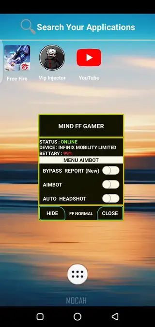 Screenshot of Mind FF Gamer Injector App