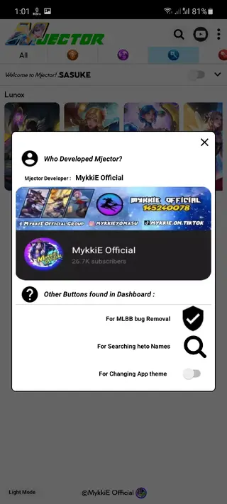 Screenshot of Mjector