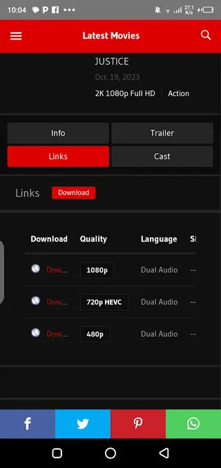 Screenshot of MLWBD App