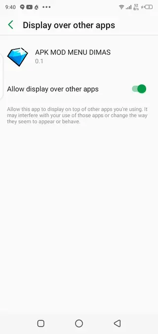 Screenhot of Apk Mod Menu Dimas By Crusher