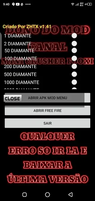 Screenhot of Mod Menu Dimas By Crusher Apk