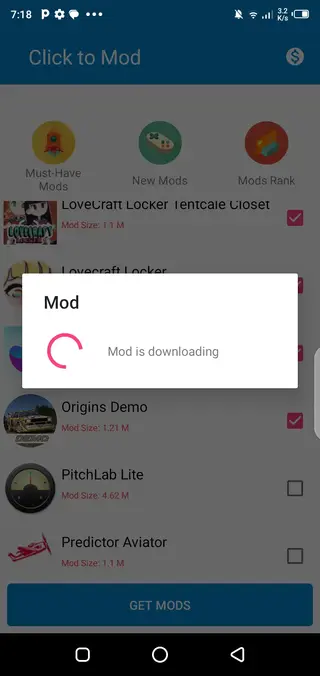 Screenshot of Mod Pure App