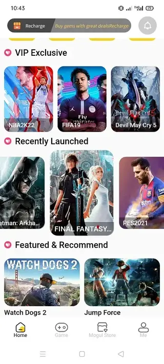 Screenshot of Mogul Cloud Game App