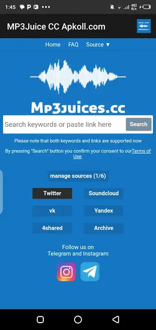 Screenshot of MP3Juice CC Android