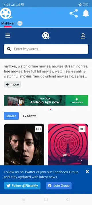 Screenshot of MyFlixer