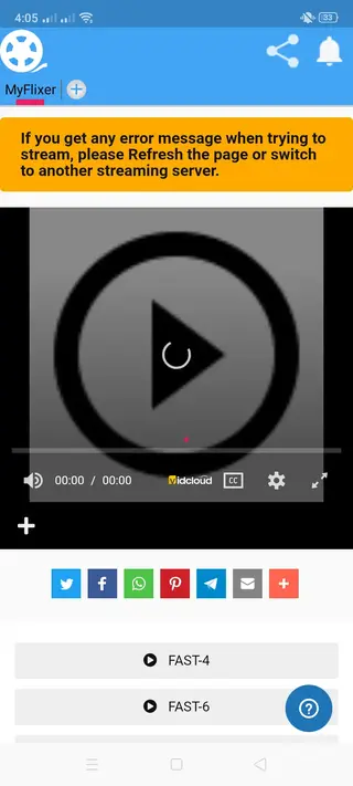 Screenshot of MyFlixer playing movie