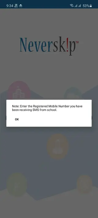 Screenshot of Neverskip Parent Portal App