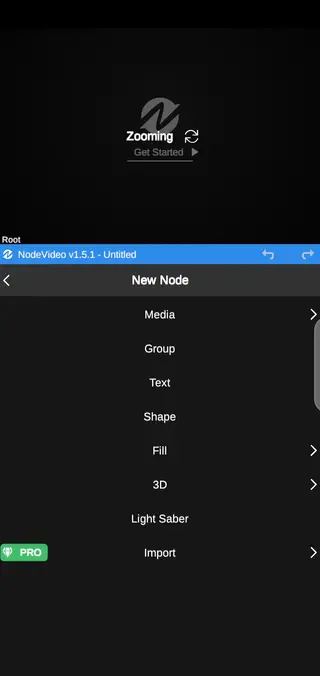 Screenshot of Node Video Editor App