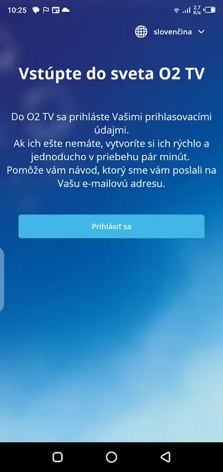 Screenshot of O2 TV SK App
