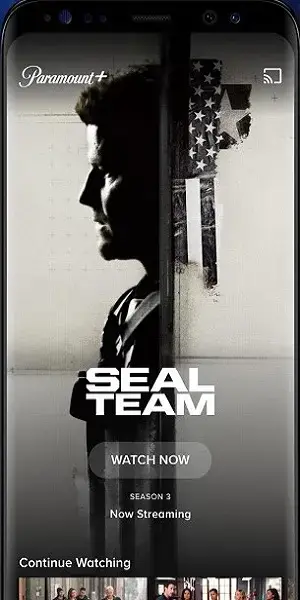 Screenshot of Paramount Plus App
