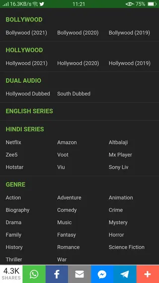 Screenshots of PRMOVIES App