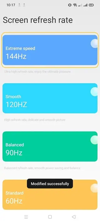 Screenshot of Refresh Rate Changer App