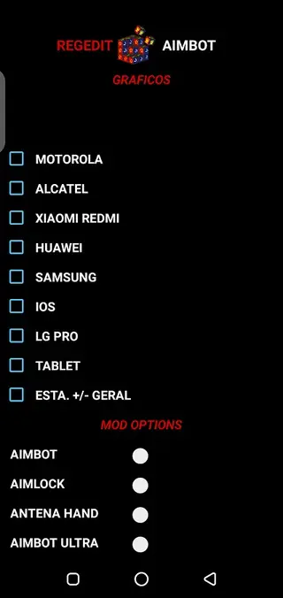 Screenshot of REGEDIT AIMBOT App