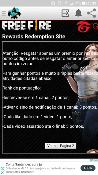 Screenshot of Reward FF App