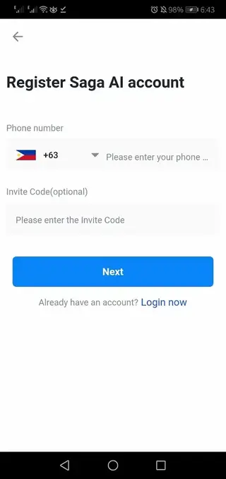 Screenshot of Saga AI App