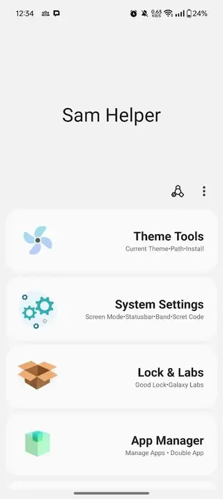 Screenshot of Sam Helper App