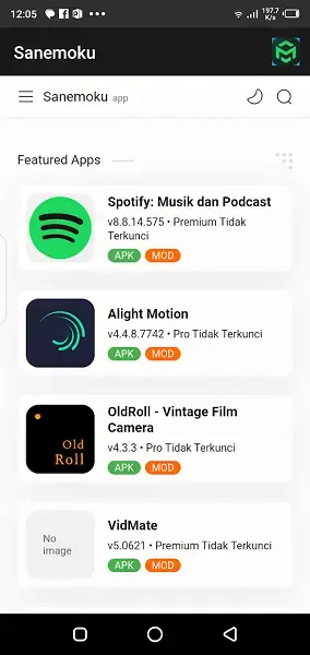 Screenshot of Sanemoku App