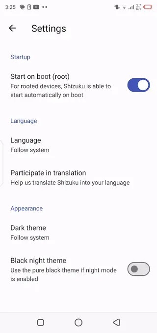 Screenshot of Shizuku Android