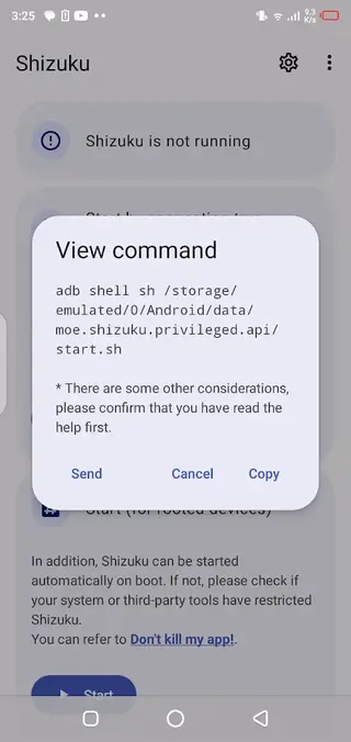 Screenshot of Shizuku App