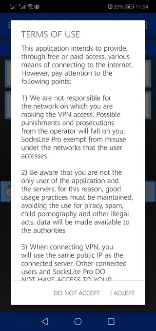 Screenshots of Sockslite Pro Apk