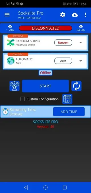Screenshots of Sockslite Pro App