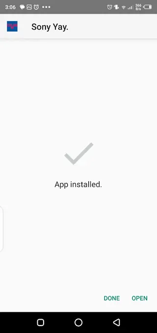 Screenshot of Sony Yay