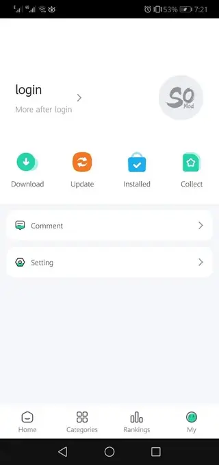 Screenshot of SosoMod App