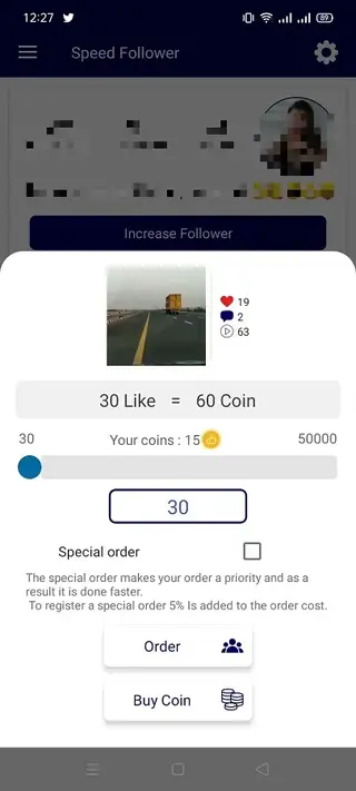 Screenshot of Speed Followers App