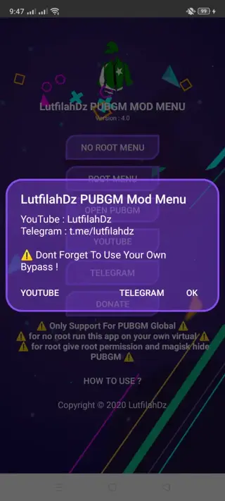 Screenshot of SS Mod Menu App