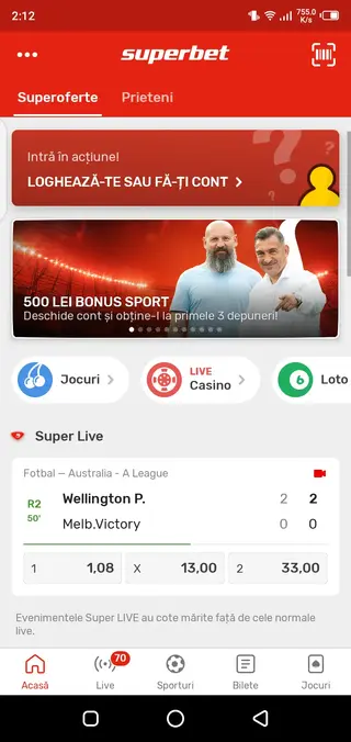 Screenshot of SuperBet App