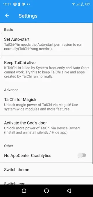 Screenshot of Taichi Android