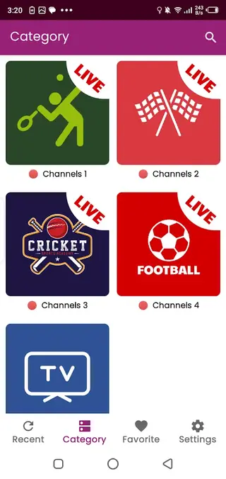 Screenshot of TV Sports CR Android