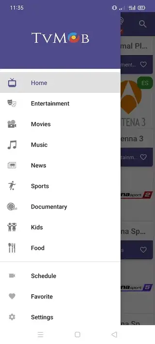 Screenshot of TVMob Android