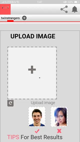 Screenshot of TwinStrangers App