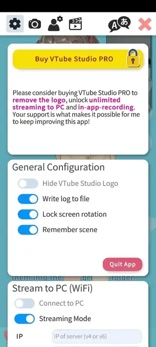 Screenshot of VTube Studio Android