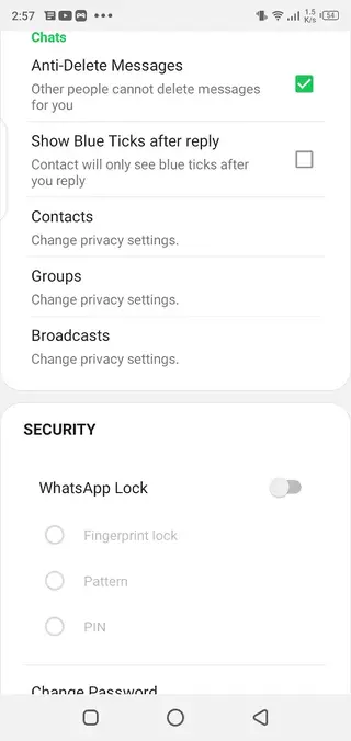 Screenshot of Whatsapp Delta Android