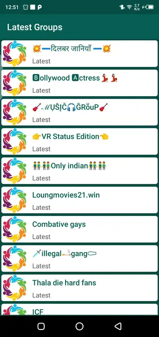 Screenshot of WhatsApp Group Link App