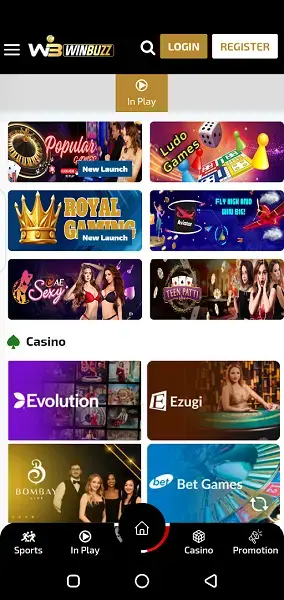 Screenshot of Winbuzz App Apk