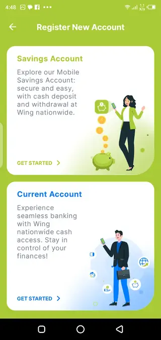 Screenshot of Wing Bank Android