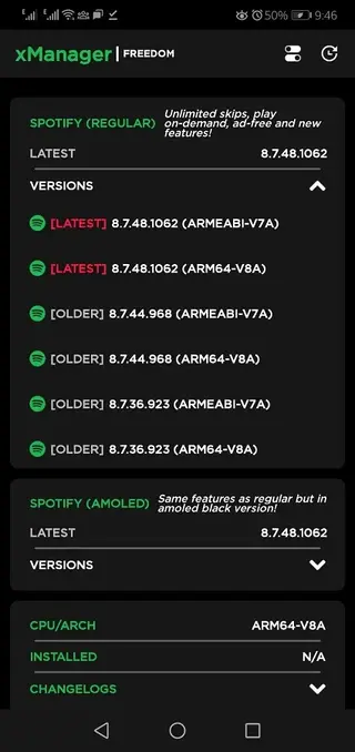 Screenhot of XManager Spotify Android