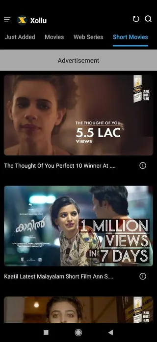 Xollu Apk Screenshot of Short Movies