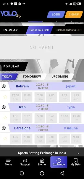Screenshot of Yolo247 App