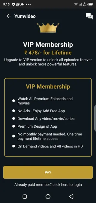 Screenshot of Yumvideo Movie App