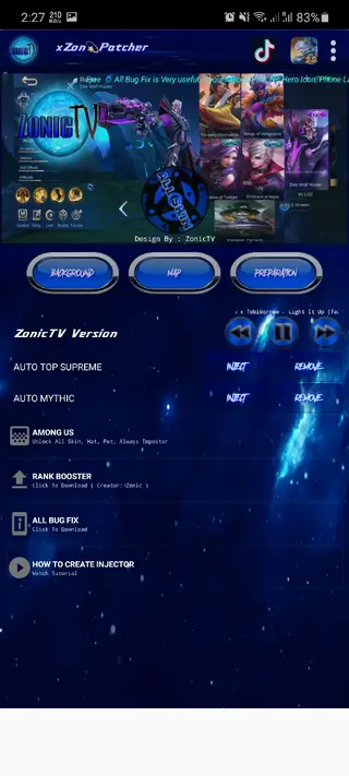Screenshot of Zonic TV Injector ML