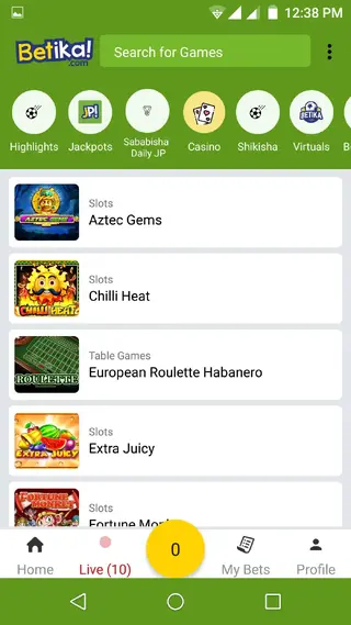 Screenshot of Betika APK